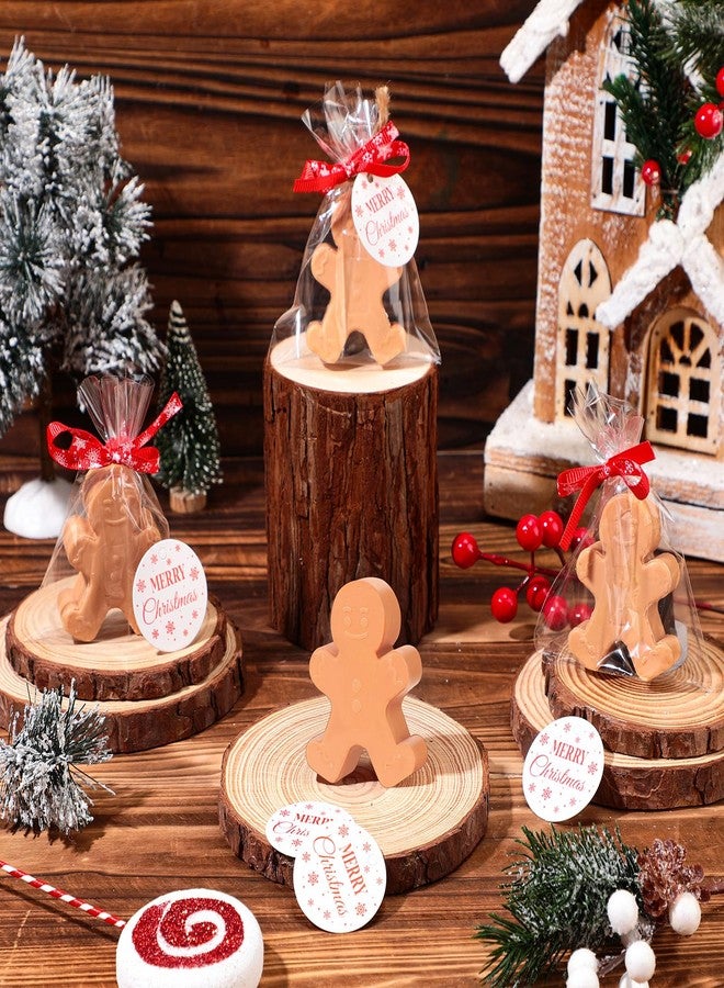 Heigble 90 Pcs Christmas Soap Bars Christmas Gift Bulk with 30 Holiday Glycerin Snowflake Xmas Tree Santa Clause Gingerbread Men Soap 30 Bag 30 Tag for Guest Coworker Bathroom(Brown,Gingerbread) - Image 4