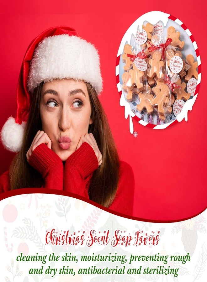 Heigble 90 Pcs Christmas Soap Bars Christmas Gift Bulk with 30 Holiday Glycerin Snowflake Xmas Tree Santa Clause Gingerbread Men Soap 30 Bag 30 Tag for Guest Coworker Bathroom(Brown,Gingerbread) - Image 5