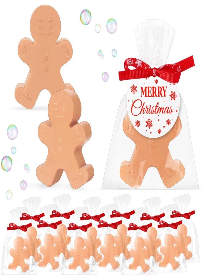 Heigble 90 Pcs Christmas Soap Bars Christmas Gift Bulk with 30 Holiday Glycerin Snowflake Xmas Tree Santa Clause Gingerbread Men Soap 30 Bag 30 Tag for Guest Coworker Bathroom(Brown,Gingerbread) - Image 1