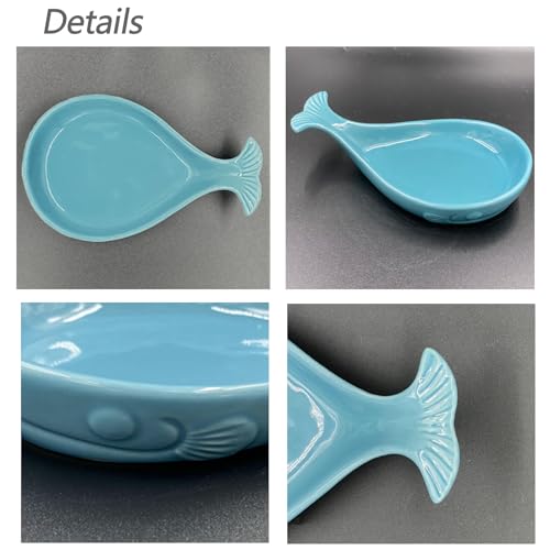 WSKC Ceramic Spoon Rest for Kitchen with Wooden Spoon, Whale Shape, 4.8W X 7.8L - Image 4