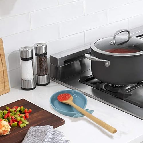 WSKC Ceramic Spoon Rest for Kitchen with Wooden Spoon, Whale Shape, 4.8W X 7.8L - Image 5