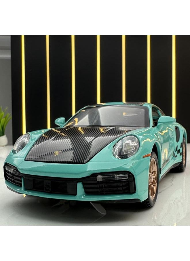 Generic - Jianyuan Alloy Car Model 1:32 Warranty 911 Twin Turbo S Special Version Pull Back Toy Car Music Model Ornaments-Color:3231A Red Window Box - Image 1