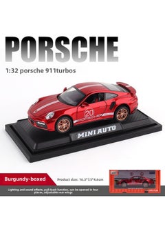 Jianyuan Alloy Car Model 1:32 Warranty 911 Twin Turbo S Special Version Pull Back Toy Car Music Model Ornaments-Color:3231A Red Window Box