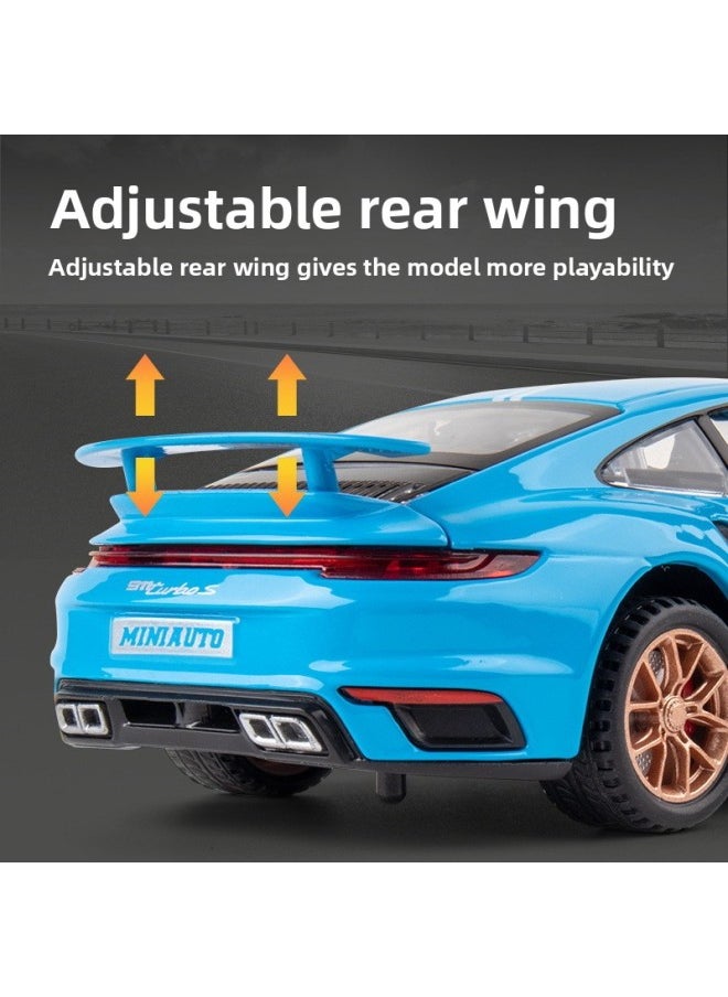 Generic - Jianyuan Alloy Car Model 1:32 Warranty 911 Twin Turbo S Special Version Pull Back Toy Car Music Model Ornaments-Color:3231A Red Window Box - Image 1
