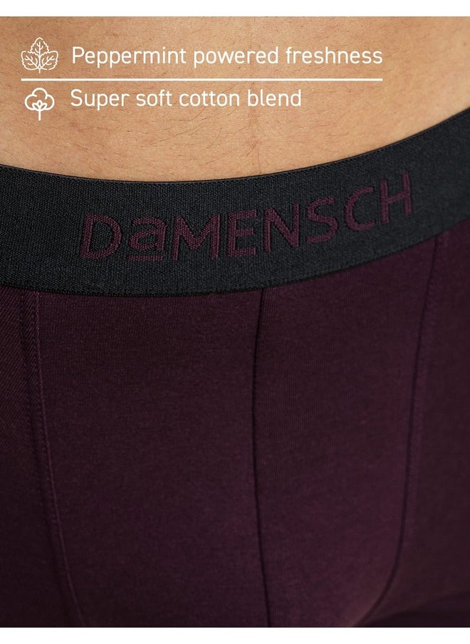DaMENSCH - DAMENSCH Mens Premium Cotton Solid Trunks ReFRSH Single of Peppermint Powered-Pack of 1-Loyal Maroon-X-Large - Image 1