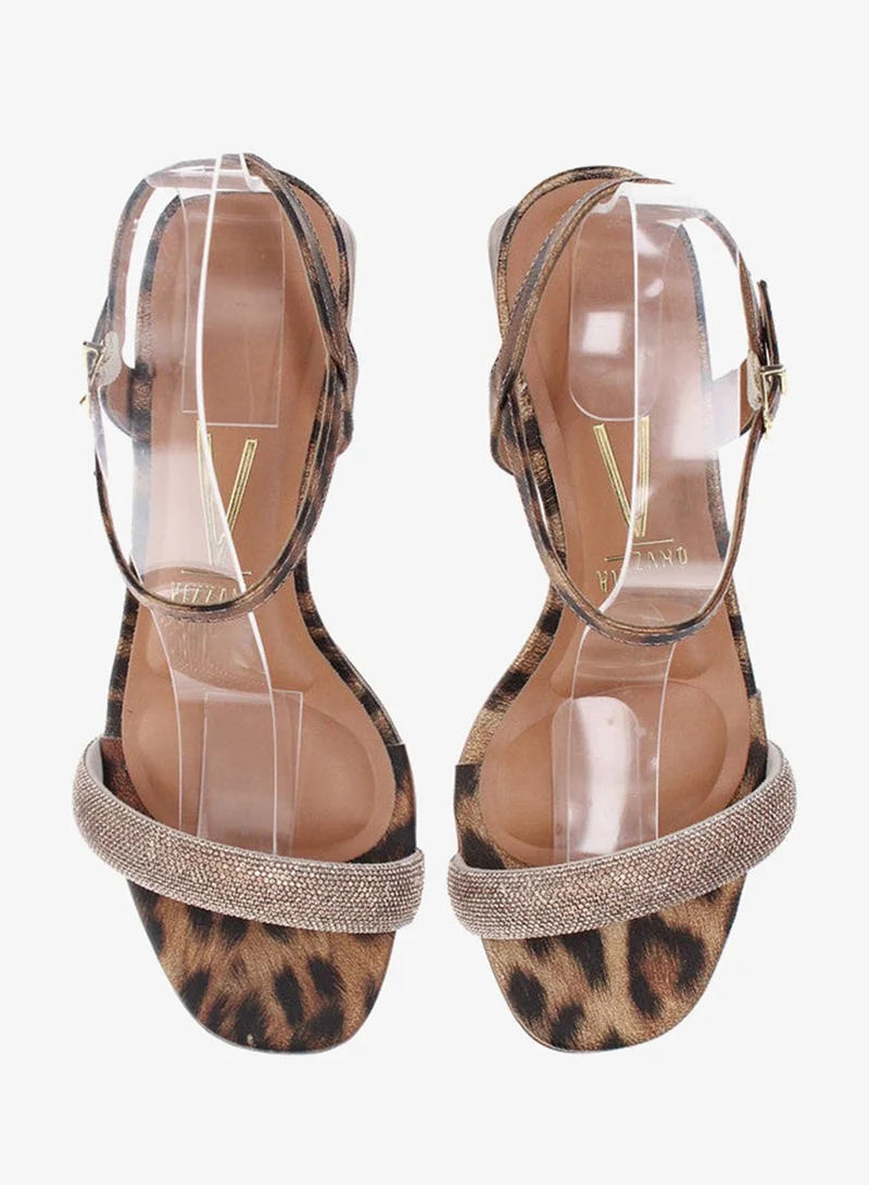 VIZZANO Leopard Mid Heels Sandals for Women – Sling Back Heel Sandals for Girls with Ankle Strap for Women | Best Price UAE