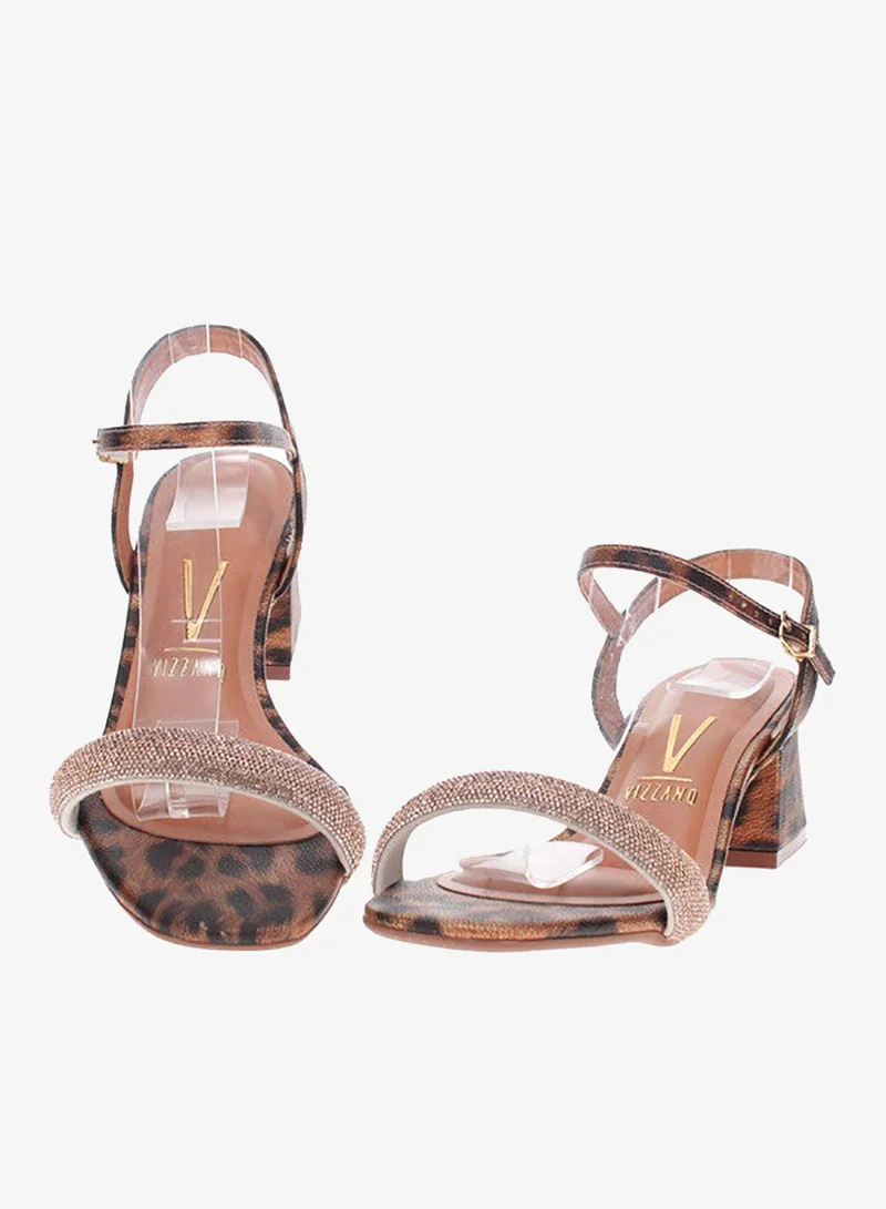 VIZZANO Leopard Mid Heels Sandals for Women – Sling Back Heel Sandals for Girls with Ankle Strap for Women | Best Price UAE