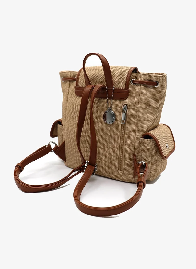 Marina Galanti Marina Galanti Women's Bulzi Multi-Pocket Backpack with Adjustable Straps – Camel