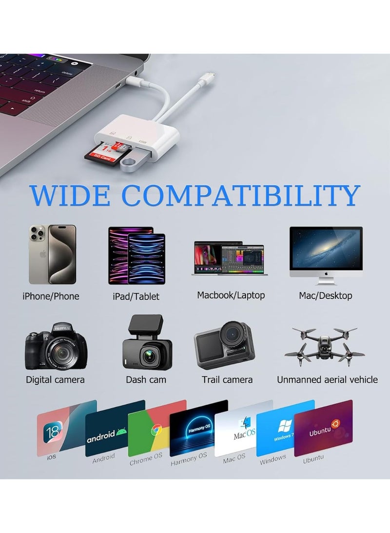 SD Card Reader for iPhone, iPad, Camera Memory Card Reader,USB C and Lightning Dual Port SD Card Adapter, Memory Card Reader for Camera Adapter, Support SD, Micro SD, USB 3.0, No App Driver Required - Image 5
