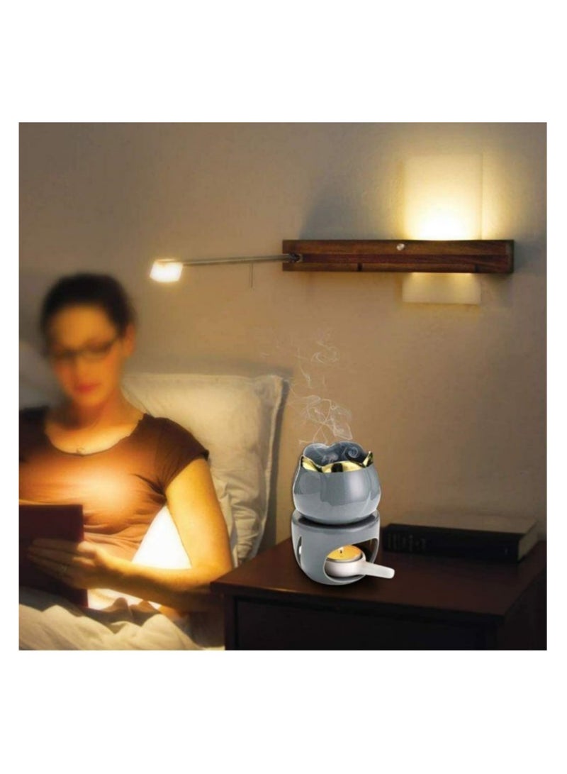 نوفولان NOVOLAN مبخرات زيت سيراميك معطرة للمنزل - سعة كبيرة 120 مل موزع توليب - مصباح عطري داخلي أنيق، سخان زيت عطري وحامل شمعة صغيرة لديكور غرفة المعيشة وغرفة النوم (أخضر غامق) - Image 2