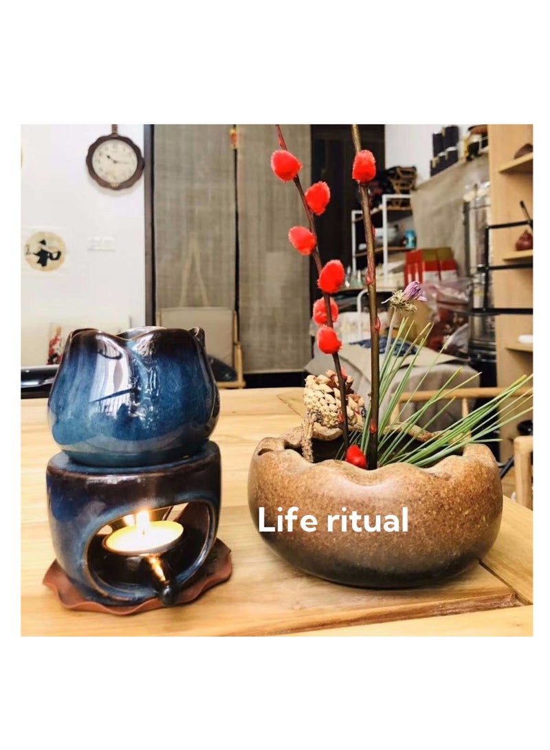 نوفولان NOVOLAN مبخرات زيت سيراميك معطرة للمنزل - سعة كبيرة 120 مل موزع توليب - مصباح عطري داخلي أنيق، سخان زيت عطري وحامل شمعة صغيرة لديكور غرفة المعيشة وغرفة النوم (أخضر غامق) - Image 3