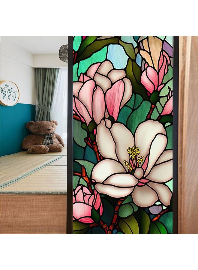 الأزرق جي دبليو BL112 -170 زهرة البحر ملصق زجاج إلكتروستاتيكي PVC ملصق نافذة خالي من الغراء ملصق زجاج نافذة ديكور المنزل - Image 1