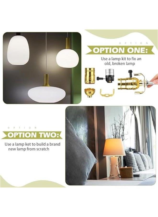 Arabest 2 Packs Floor Lamp Repair Kit, Lamp Parts Rewire with 12 Foot Cord and 3 Way Socket Complete Hardware Set for DIY Tabletop Lighting Fixtures Vintage Design(Golden)  - Image 5