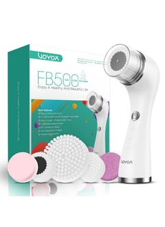 Facial Cleansing Brush Rechargeable Spin Face Brush Waterproof 5In1 Body Brush Set For Deep Skin Cleansing Gentle Exfoliating And Massaging Fb500 (White)