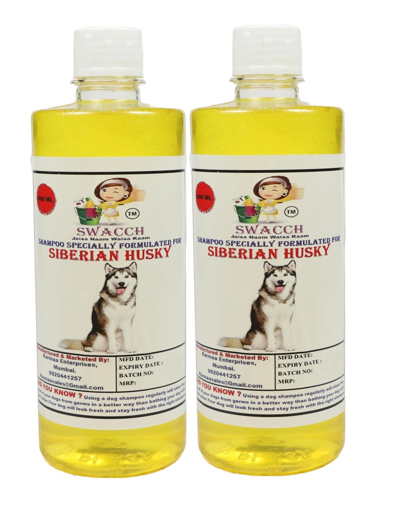 swacch Siberian Husky Dog Shampoo + Dumbbell Toy I Durable Rubber Dog Toy for Chewing I Playing,Teeth Cleaning & Training Toy I Combo Pack I 500ml Pack of 2 Lemon - Image 2
