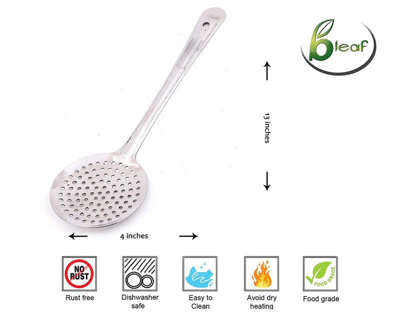 BLeaf Stainless Steel-Copper Bottom Kadhai/Frying Kadhai & Strainer (Combo) (Pack of 3) - Image 3