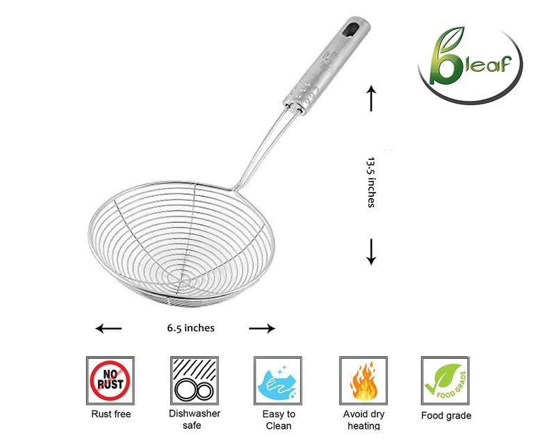 BLeaf Stainless Steel-Copper Bottom Kadhai/Frying Kadhai & Strainer (Combo) (Pack of 3) - Image 4