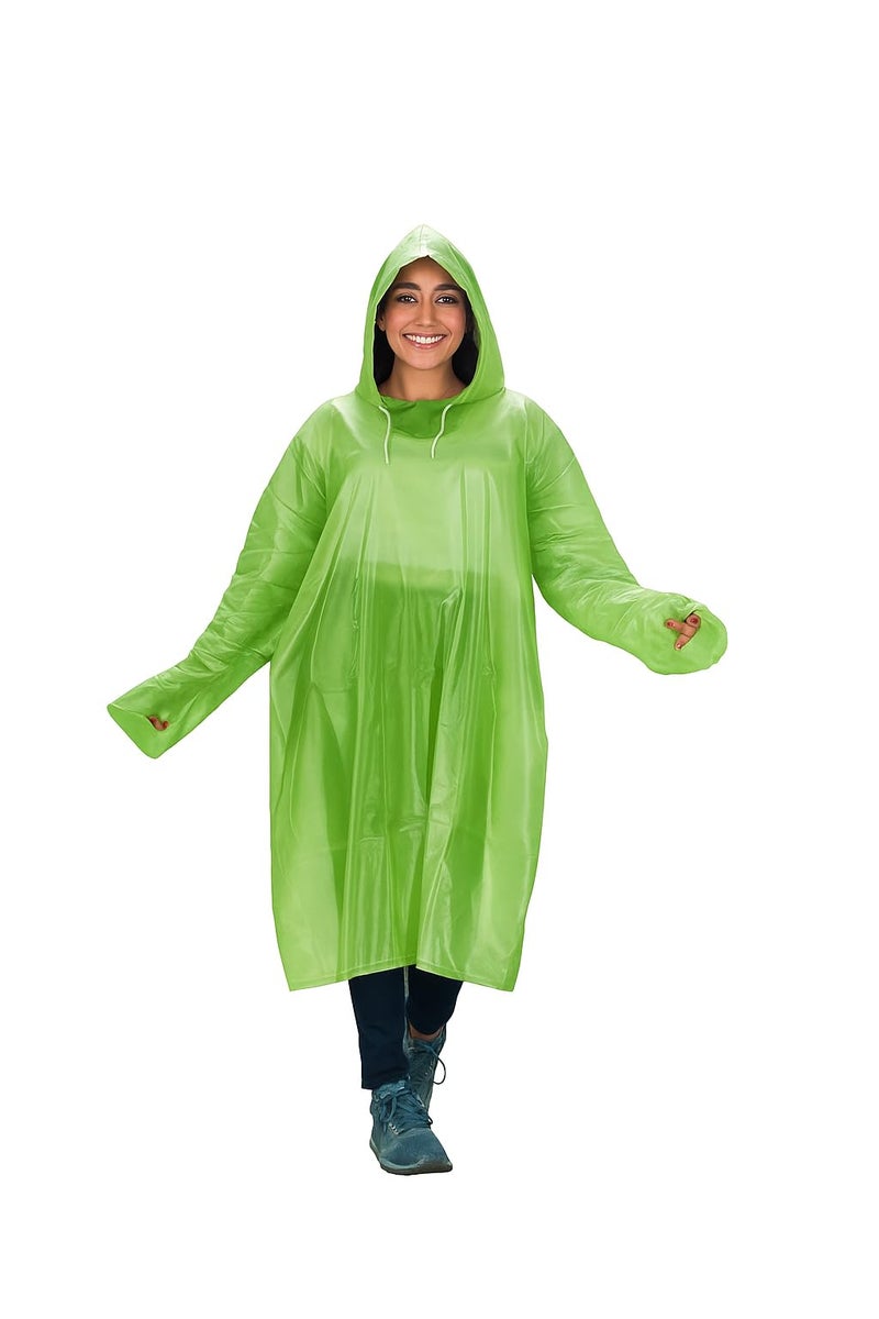 MEXZA Waterproof Unisex Raincoat | Hooded Full Sleeves Outdoor Poncho for Men, Women, Boys & Girls | Disposable Travel Rainsuit Barsaati Durable PVC Rainwear (IN, Alpha, Free Size, GREEN) - Image 1