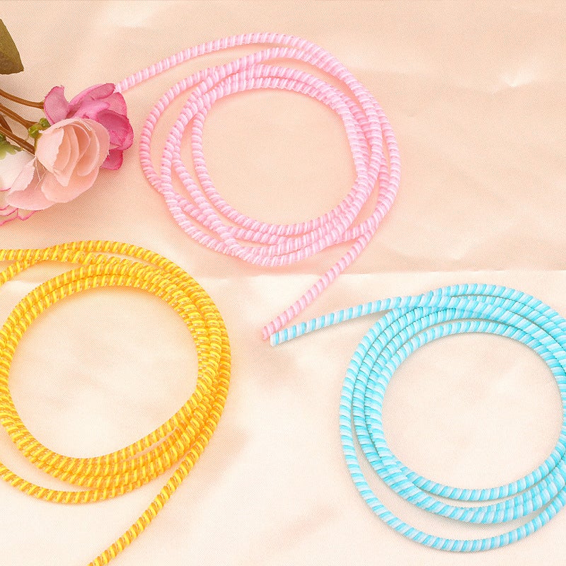 Mobile Phone Charging Cable 1.1M Three-Color Data Cable Protection Rope Three-In-One Spring Rope Silicone Universal Protection Rope - Image 3