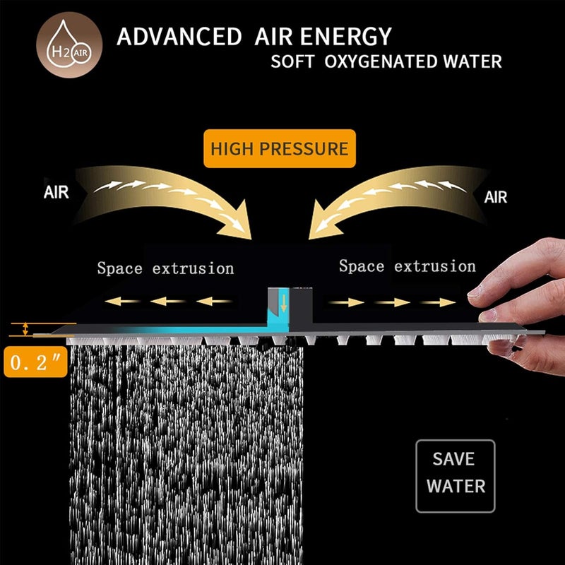 BESy 10 Inch Rain Shower Head, 10" Square Rainfall & High Pressure Stainless Steel Bath Showerhead, 1/16" Ultra Thin, Waterfall Full Body Coverage with Silicone Nozzle, Matte Black Finish - Image 3