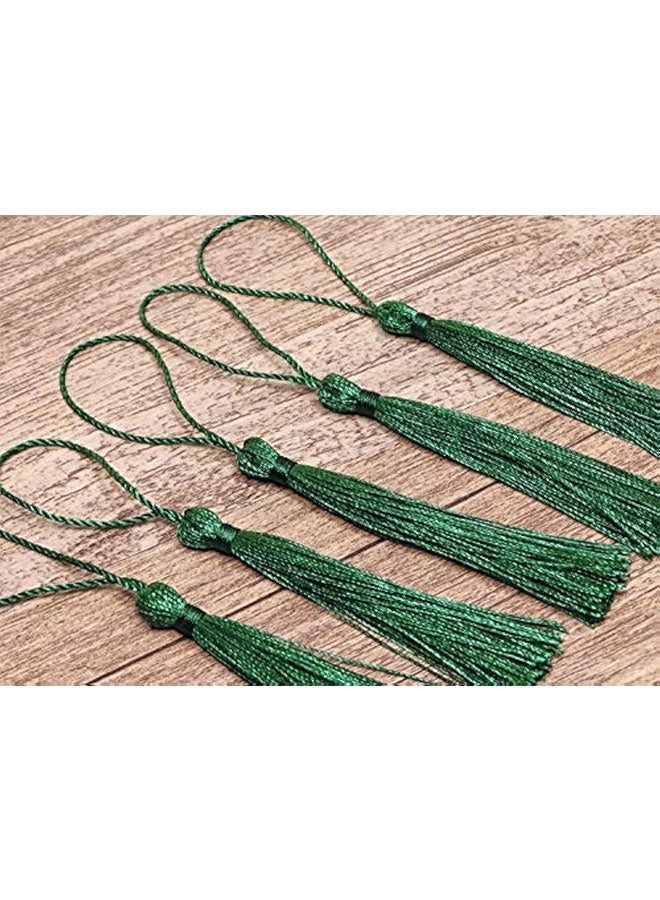 صغيرة الحريرية اليدوية صناعة ناعمة فلوسي علامة مرجعية مع حلقة الحبل لقراط المفاتيح صناعة المجوهرات، تذكارية، التخرج، خياطة الملابس، هدية علامة DIY المشاريع الحرفية، 20PCS (الأخضر الداكن) - Image 3