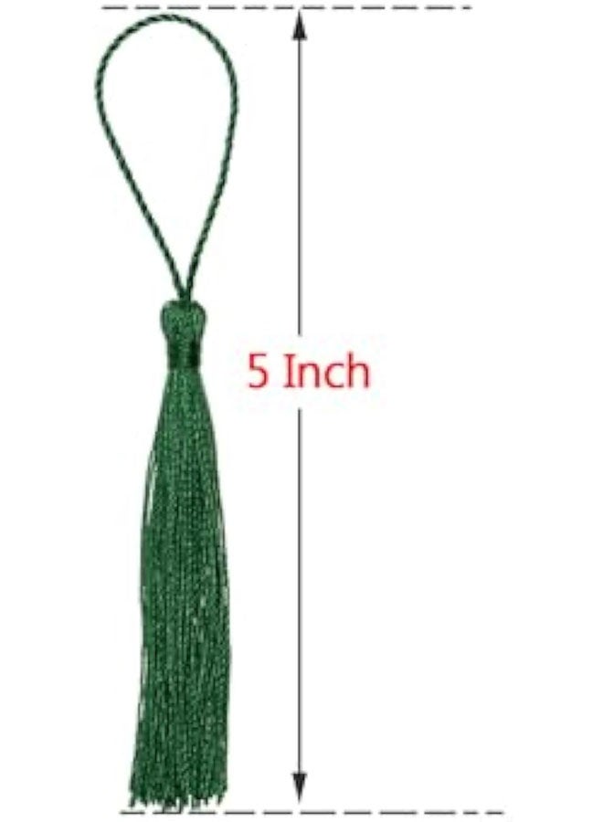 صغيرة الحريرية اليدوية صناعة ناعمة فلوسي علامة مرجعية مع حلقة الحبل لقراط المفاتيح صناعة المجوهرات، تذكارية، التخرج، خياطة الملابس، هدية علامة DIY المشاريع الحرفية، 20PCS (الأخضر الداكن) - Image 2