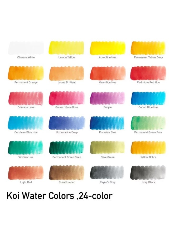 SAKURA Koi Watercolor Set 24 Assorted Watercolors Field Sketch Set With Brush - Image 3