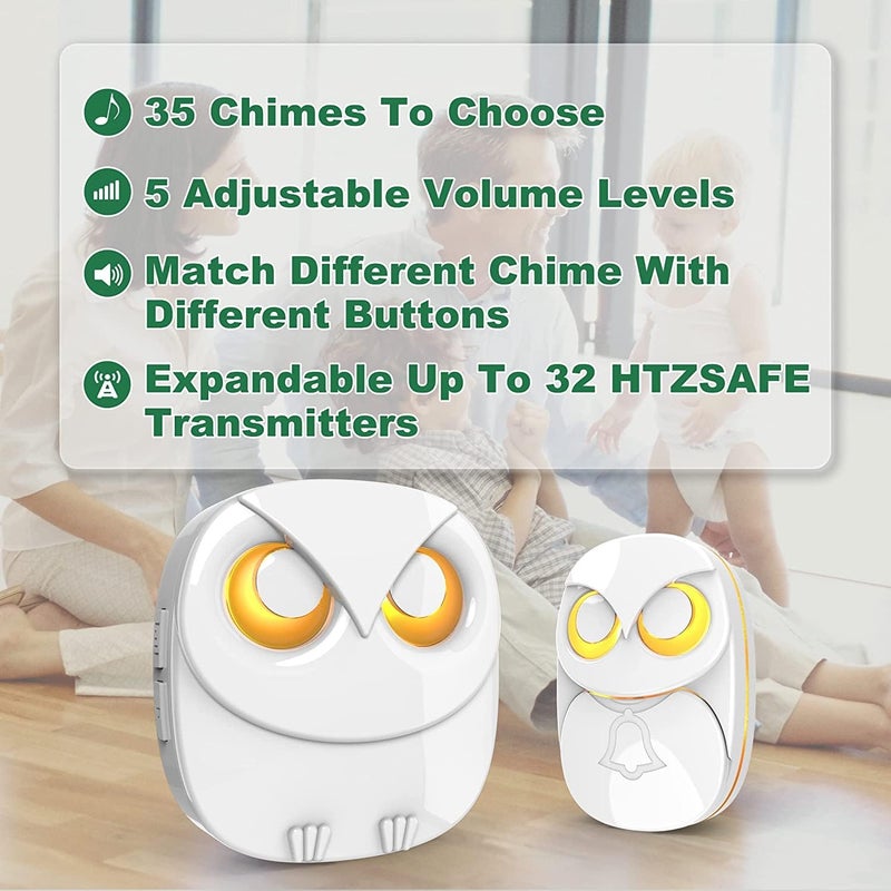 HTZSAFE Wireless Doorbell, Doorbell,1 Receiver + 2 Transmitters - White - Image 5
