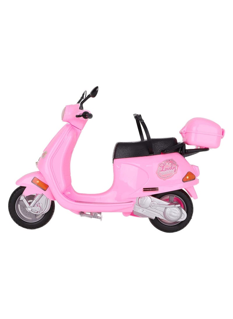 TOY GARDEN - 30 CM Travel Doll with Scooter Bike – Pink Toy Set Doll and Scooter Combo with Lovely Steering – Perfect Play Set - Image 1