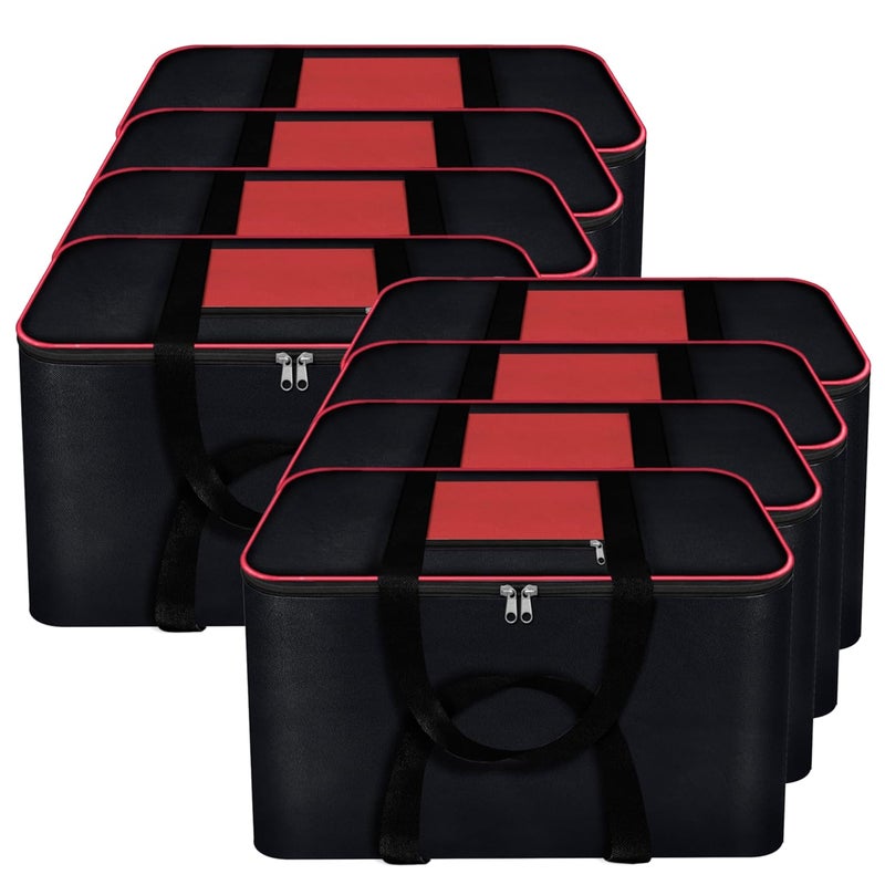 Storite 8 Pack Nylon Big Underbed Storage Bag Moisture Proof Cloth Organizer with Zippered Closure and Handle BlackRed 54x46x28cmRectangular - Image 1
