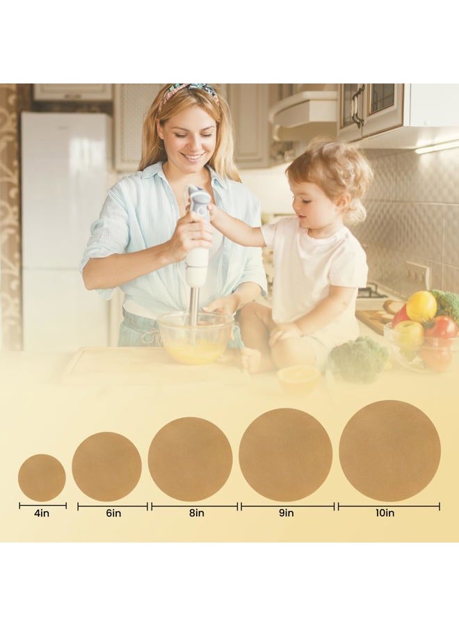 TROUSKAIG 220pcs 4 inch Unbleached Parchment Paper Sheets for baking, Burger Patty Parchment Paper Rounds, Heavy Duty Precut Brown Non-Stick liners for Separating Patties, Bread, Tortilla Wrapping - Image 2