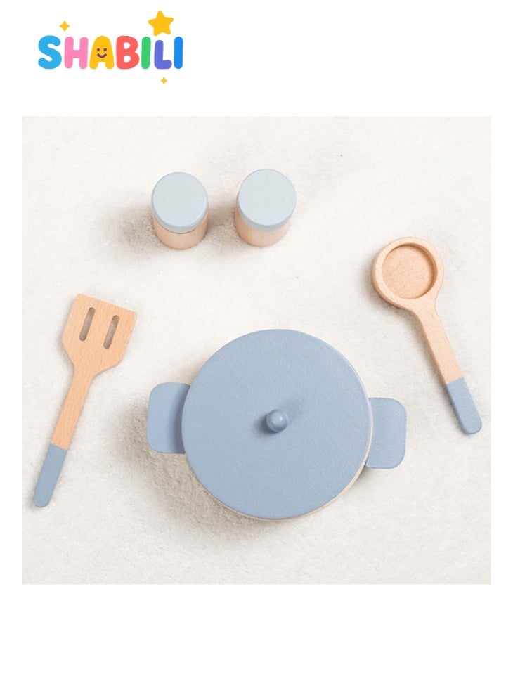 SHABILI Wooden Children’s Simulation Kitchen Toys, Early Education Educational Toys, Simulation Pots and Pans, Role-Play Chef, Ideal for Boys & Girls Aged 3–6, Perfect for Pretend Play and Cooking Games - Image 3