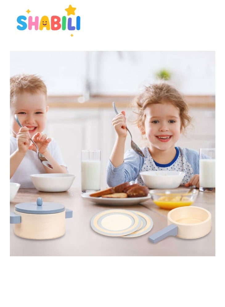 SHABILI Wooden Children’s Simulation Kitchen Toys, Early Education Educational Toys, Simulation Pots and Pans, Role-Play Chef, Ideal for Boys & Girls Aged 3–6, Perfect for Pretend Play and Cooking Games - Image 2