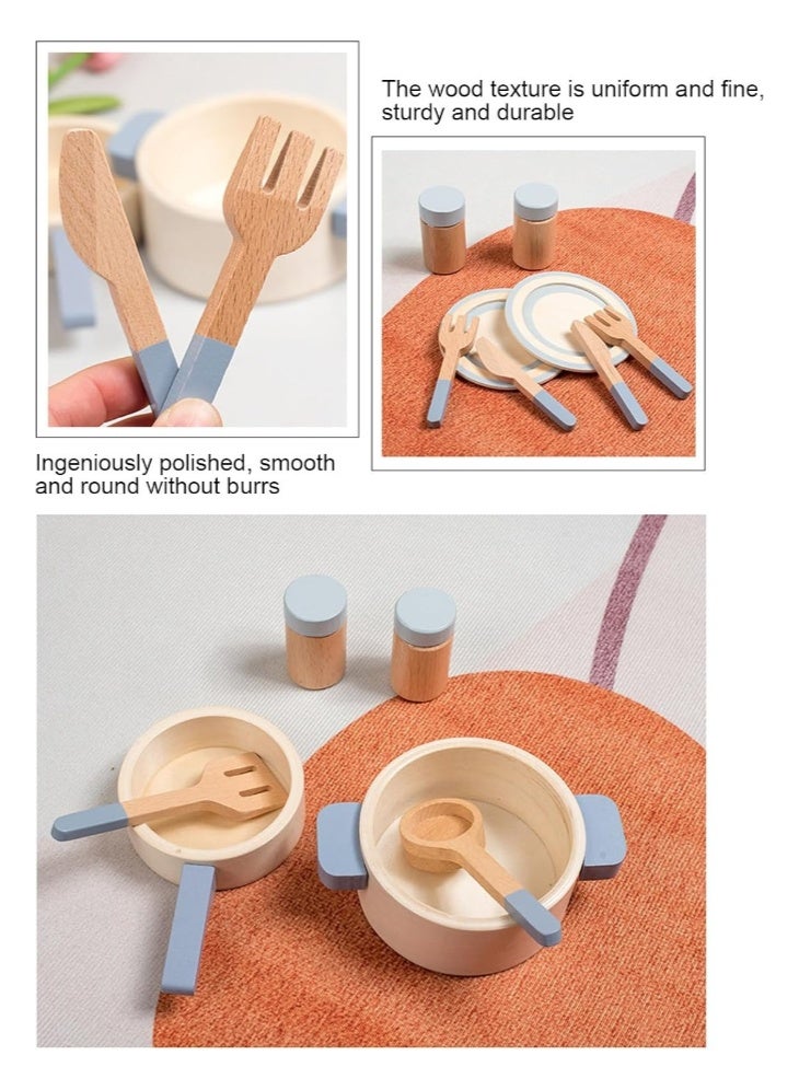 SHABILI Wooden Children’s Simulation Kitchen Toys, Early Education Educational Toys, Simulation Pots and Pans, Role-Play Chef, Ideal for Boys & Girls Aged 3–6, Perfect for Pretend Play and Cooking Games - Image 4