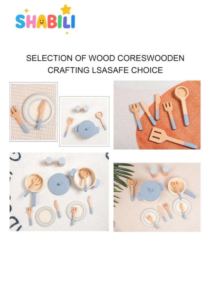 SHABILI Wooden Children’s Simulation Kitchen Toys, Early Education Educational Toys, Simulation Pots and Pans, Role-Play Chef, Ideal for Boys & Girls Aged 3–6, Perfect for Pretend Play and Cooking Games - Image 5