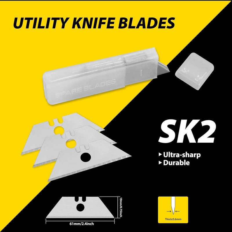 XW Self Retracting Safety Utility Knife, Auto Retractable Box Cutter of Assorted Colors, Extra 10 Blades Included, 3-Pack - Image 5