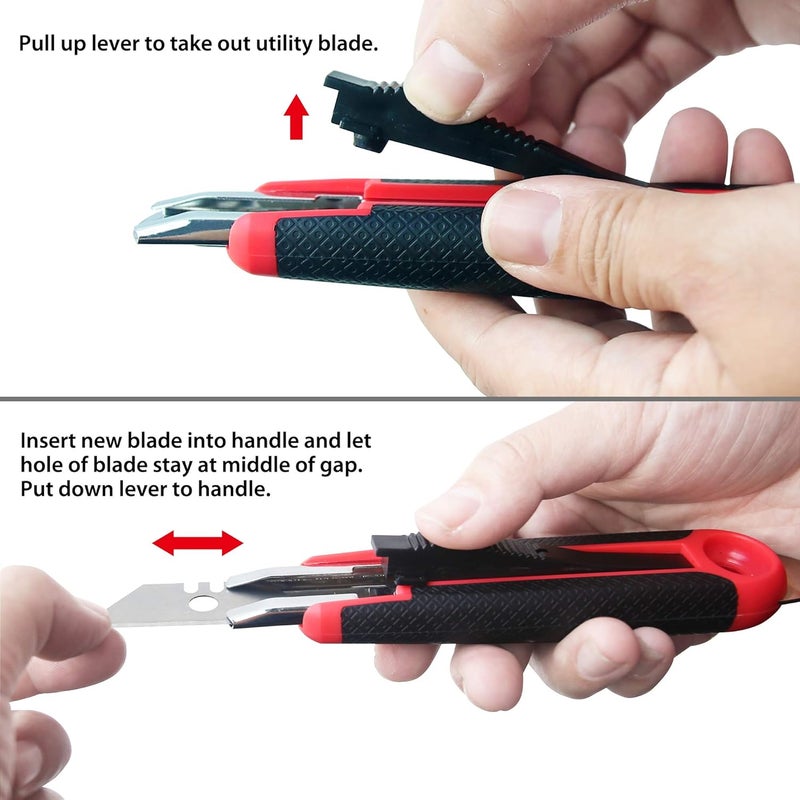 XW Self Retracting Safety Utility Knife, Auto Retractable Box Cutter of Assorted Colors, Extra 10 Blades Included, 3-Pack - Image 2