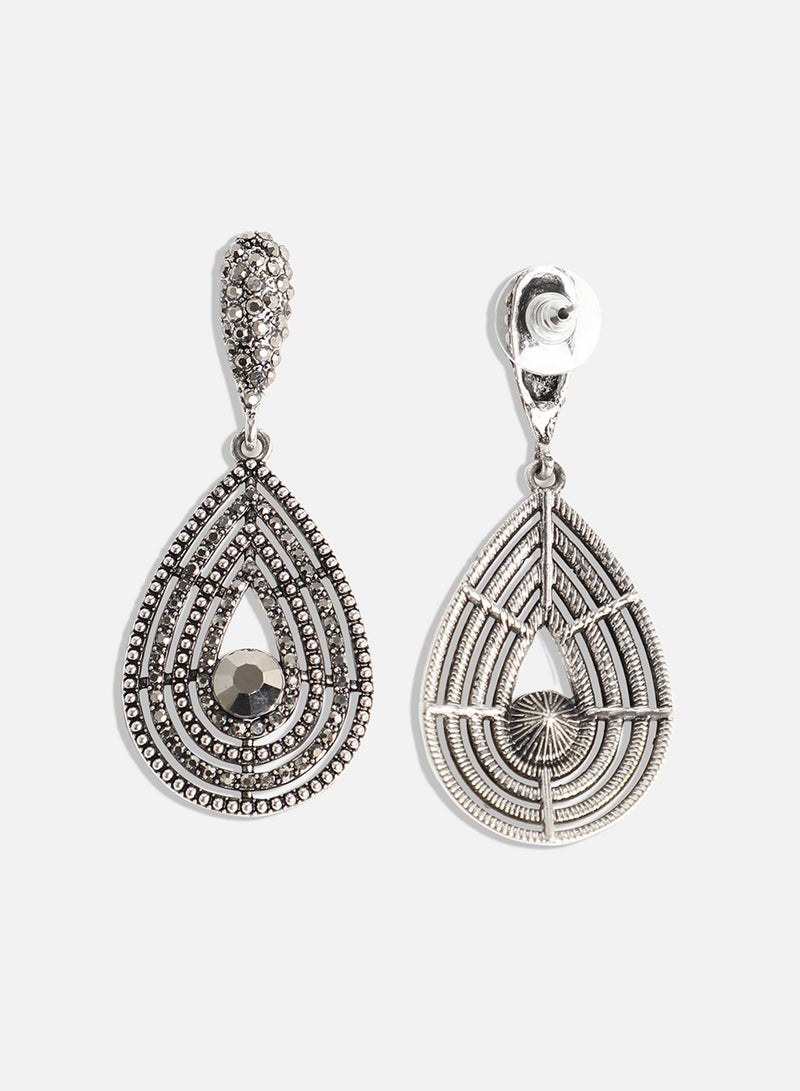SOHI Crystal Lined Teardrop Artificial Drop Earring Jewellery - Image 3