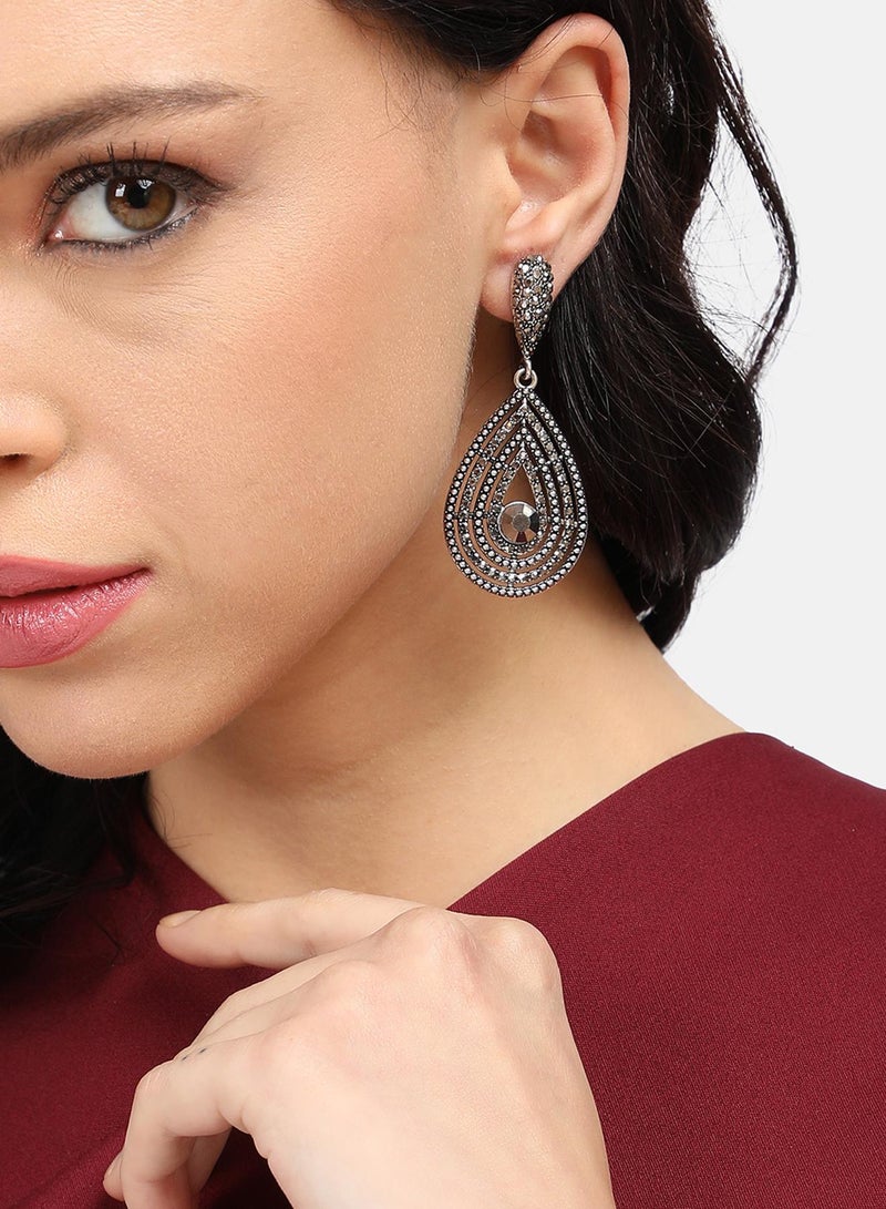SOHI Crystal Lined Teardrop Artificial Drop Earring Jewellery - Image 1