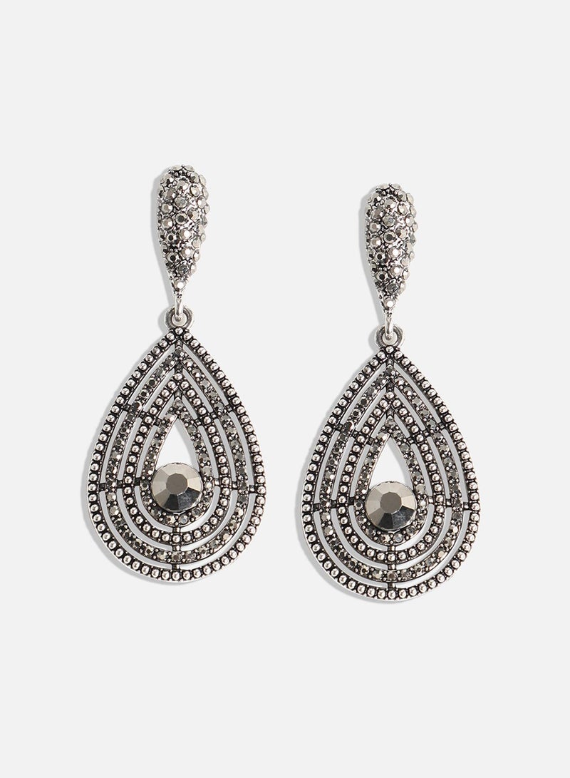 SOHI Crystal Lined Teardrop Artificial Drop Earring Jewellery - Image 2