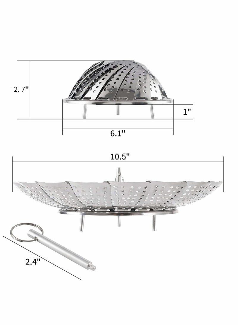 Premium Stainless Steel Steamer Basket for Instant Pot, Expandable Design Fits 6.1" to 10.5" Pots, Perfect for Cooking Vegetables and Food - Image 2