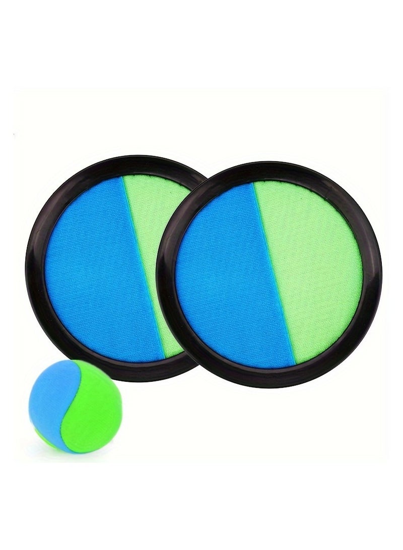 Sticky Ball Catch Game Set - 19cm Colorful Suction Cup Fly Discs | Interactive Throw & Catch Toy for Kids | Indoor/Outdoor Family Fun Activity | School Playground & Backyard Game (Blue+Green) - Image 1