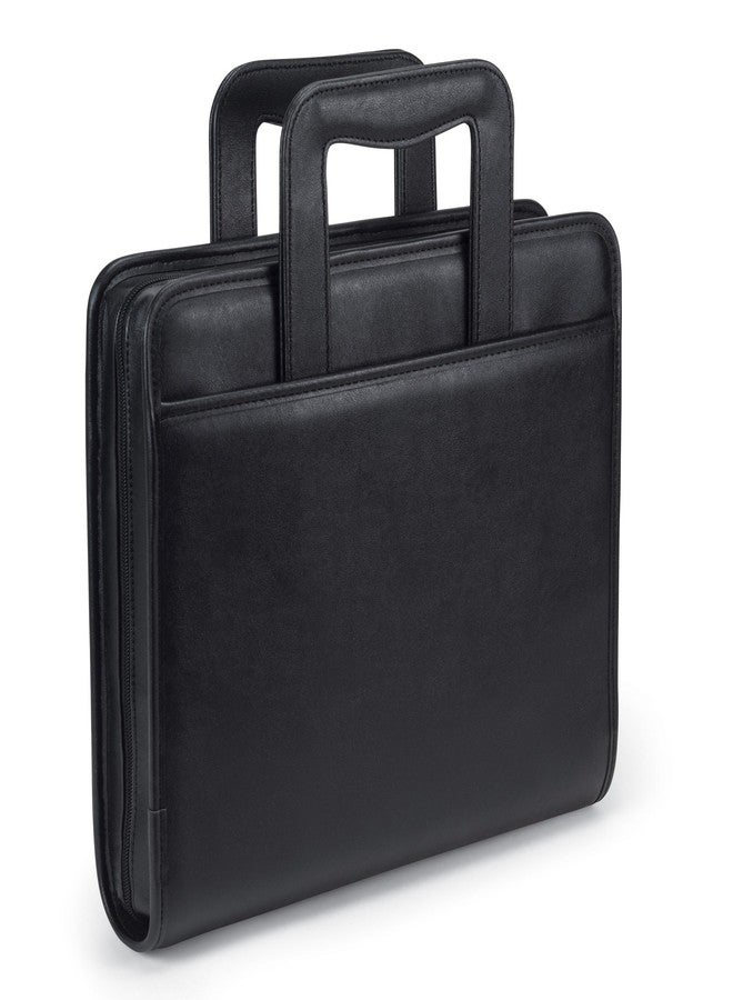 Samsill Professional Padfolio/Portfolio with Zippered Closure Case, 2 Inch Removable Round Ring Binder, Retractable Handles, Interior 10.1” Tablet Sleeve, Black - Image 1