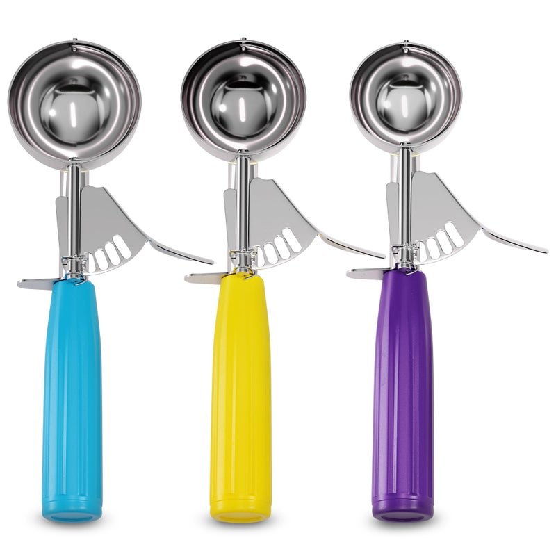 Reluen Cookie Scoop Set - Ice Cream Scoop with Trigger - Cookie Scoops for Baking Set of 3#16 (2.7 oz), #20 (2 oz), #30 (1.25 oz), Stainless Steel Versatile Tool, Portion Control for Cookies and Treats Prep - Image 1