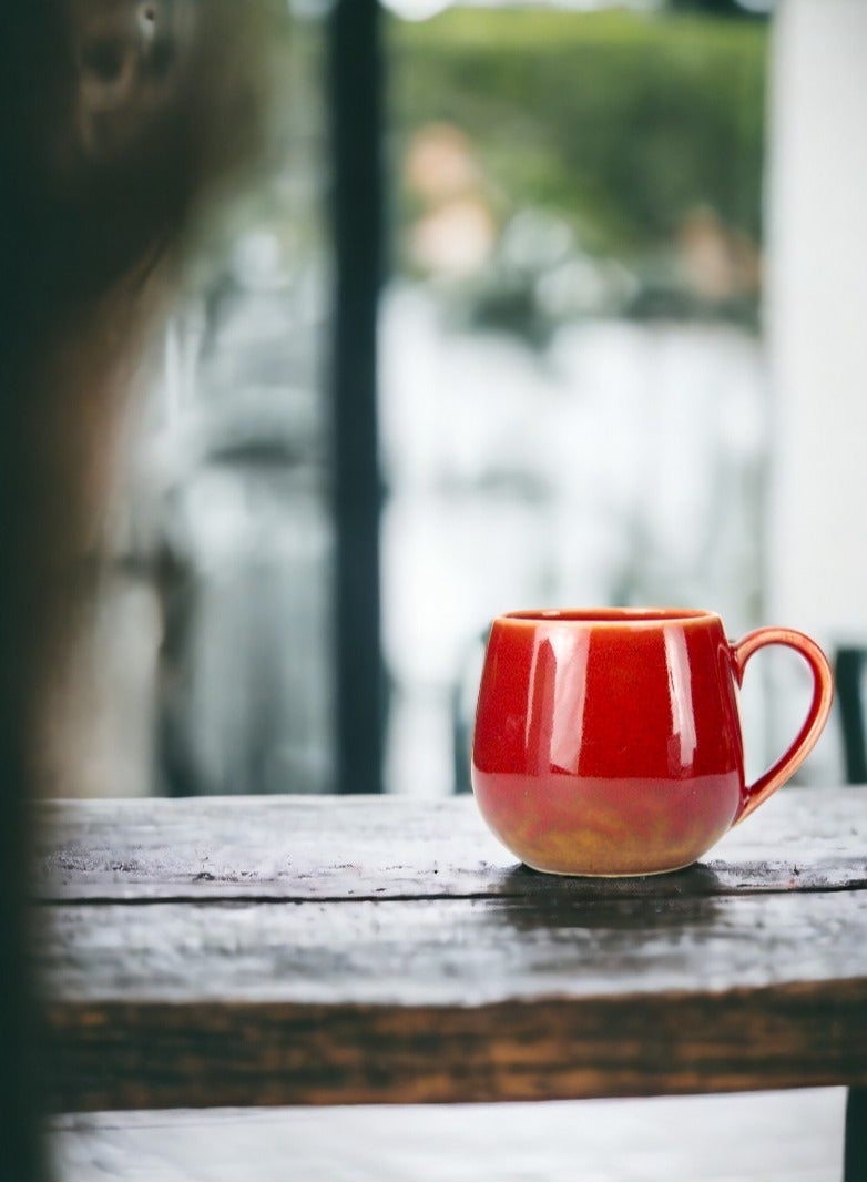 تيلاند كوب بورسلين BTQ مثالي للقهوة والشاي واللاتيه والكابتشينو والكاكاو الساخن والحليب وكوب شاي سيراميك للحفلات هدية لمحبي الشاي والمكتب المنزلي 400 مل أحمر - Image 5