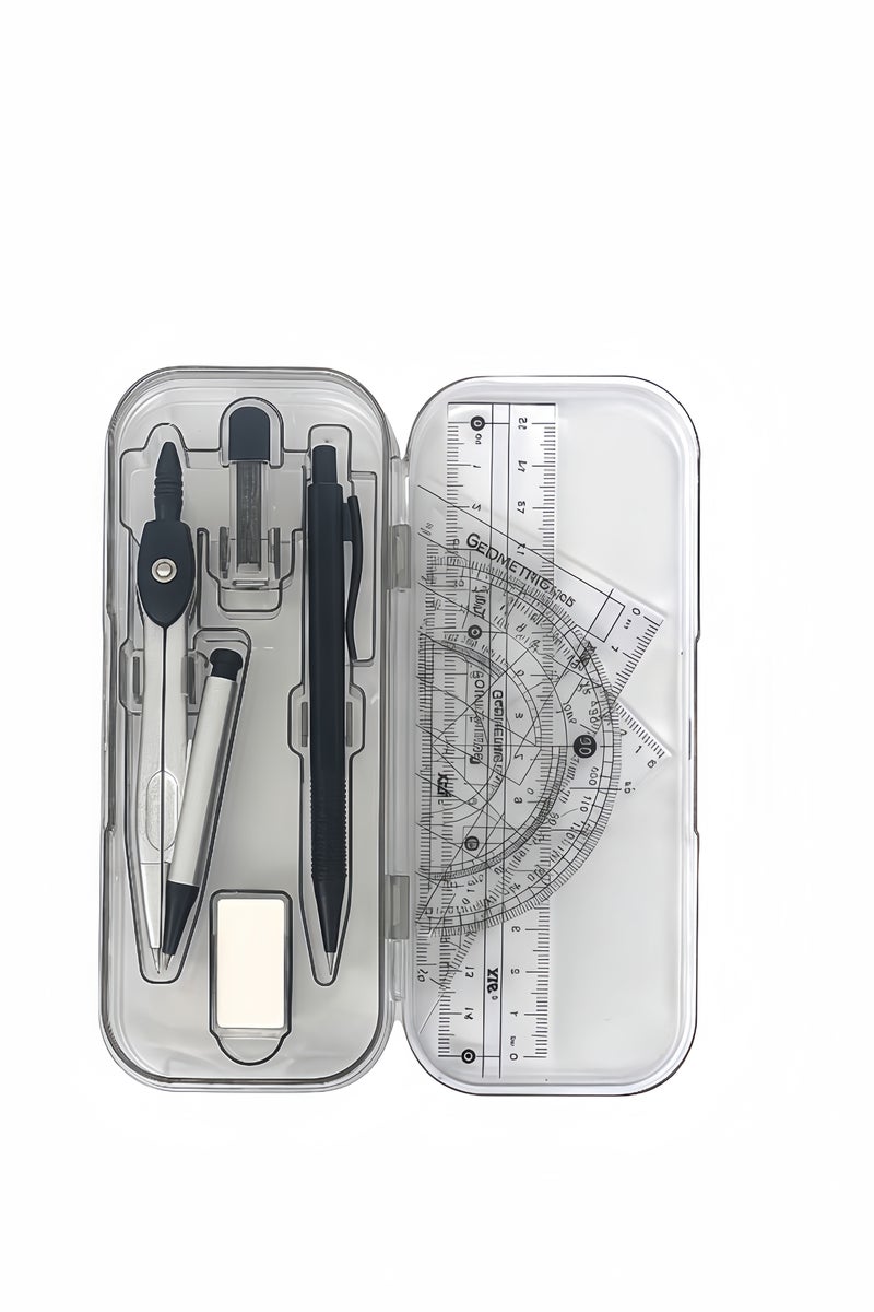 Geometry Set, 8 pcs, Compass for Geometry Compass, Geometry Kit Set with Shatterproof Storage Box, Math Compass, Geometry Set for School, Compass Math, Protractor and Compass Set - Image 5