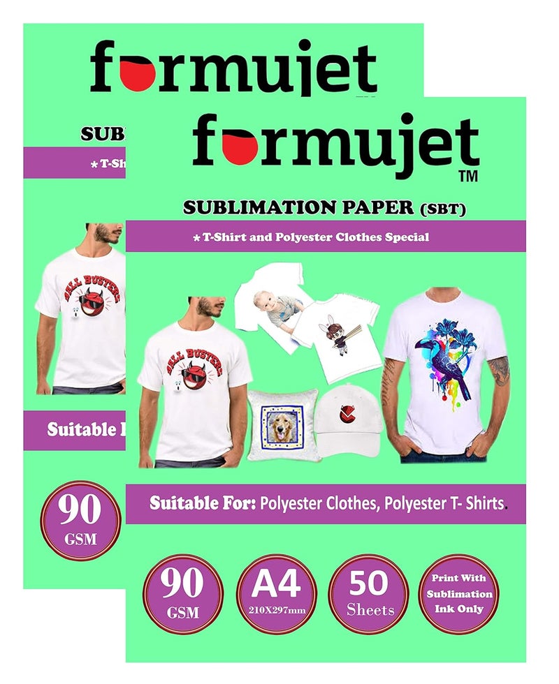 Sublimation Paper SBT Special for Polyster Clothes and T-shirts A4 X 50 sheets X 2 packets (Total 100 sheets) |Special for Heat Transfer Printing| Use With Sublimation Ink Only