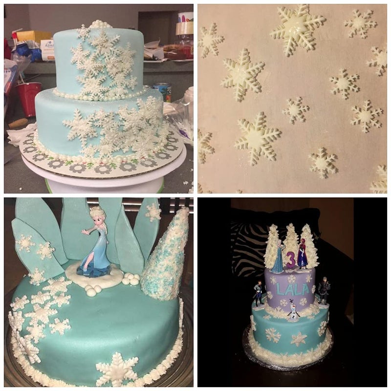 Elinka Snowflake Cookie Cutter 6PCS Snowflake Fondant Cutters Decorating Mold Embossing Tool Christmas Cookie Cutters Snowflake Plunger Cake Cutter - Image 4