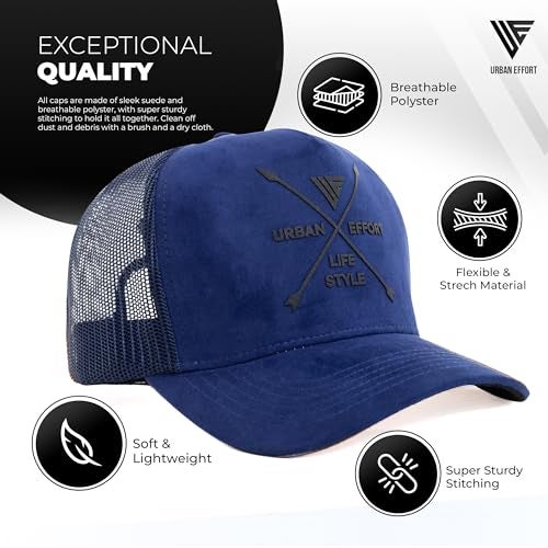 Urban Effort Mesh Back Cap - for Men and Women Baseball Hat 5-Panel Trucker Hat - Great Snapback Closure for Hunting & Hiking (Blue) - Image 2
