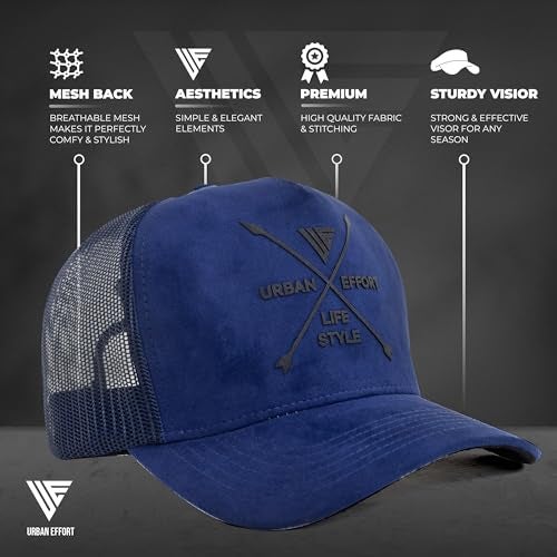 Urban Effort Mesh Back Cap - for Men and Women Baseball Hat 5-Panel Trucker Hat - Great Snapback Closure for Hunting & Hiking (Blue) - Image 3